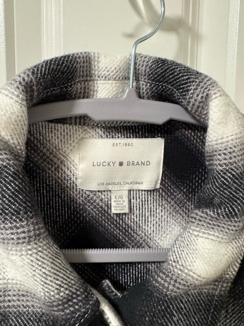 Lucky Brand Black & White Plaid Utility Jacket Shacket Women’s Large - Picture 5 of 6